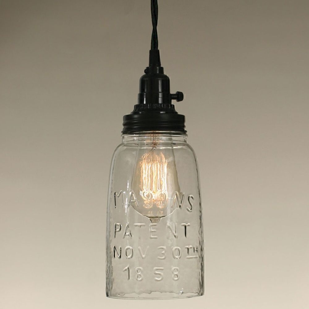NEW Half Gallon Open Bottom Glass Mason Jar Pendant Lamp Country Light Steampunk